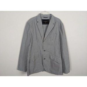 Black Brown 1826 blue and white striped light weight‎ two button blazer size XL